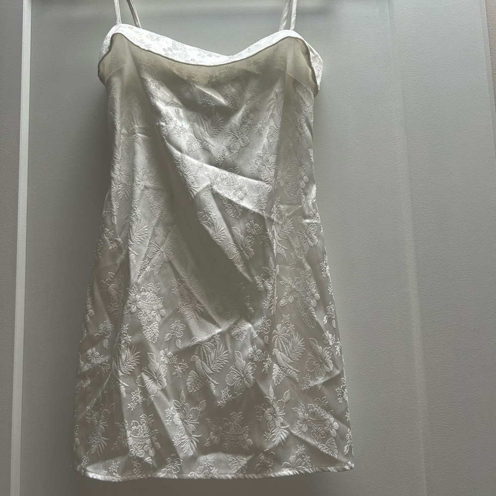 The White Jacquard Sling Mini Dress